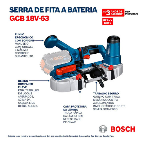 Serra De Fita A Bateria Portatil Gcb 18v-63 18v S/bat Bosch