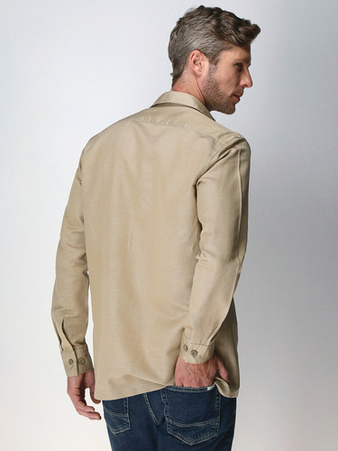 Sobrecamisa Algodón - Lino Beige Hombre 69