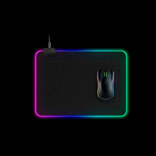 Mouse Pad Gamer Rgb Led Bordes Cosidos 34x25cm Rasure