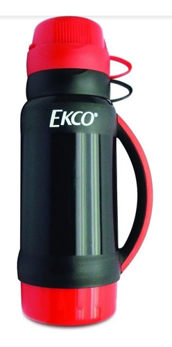 Termo De 1l. Ekco Polaris Ampolla De Vidrio Rojo Y Negro