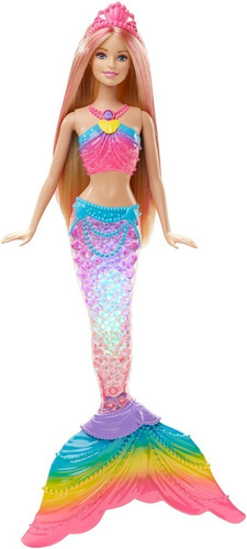 Imagen 2 de 3 de Muñeca Barbie Sirena Arcoiris Mágico Brilla Bajo El Agua Ori