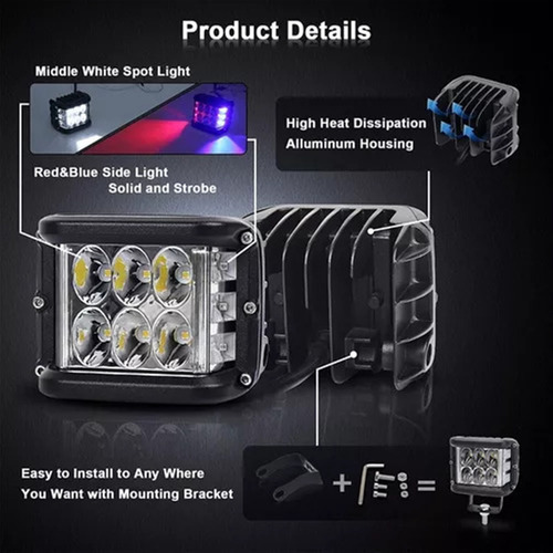 Par De Faros Led Policiales Para Motocicletas Todoterreno