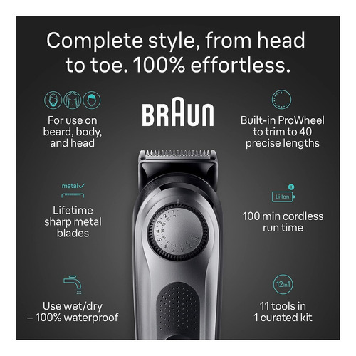 Barbeador Elétrico Braun 11 In 1 Series 9 Style Kit Aparador Cor Cinza 127/220V