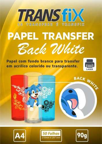 Papel Transfer Laser Back White Fundo Branco Transfix