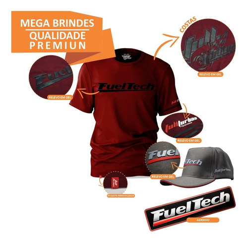 Ft300 Fueltech C/ Chicote+ Mega Brinde Camiseta Bordo Gel Bc