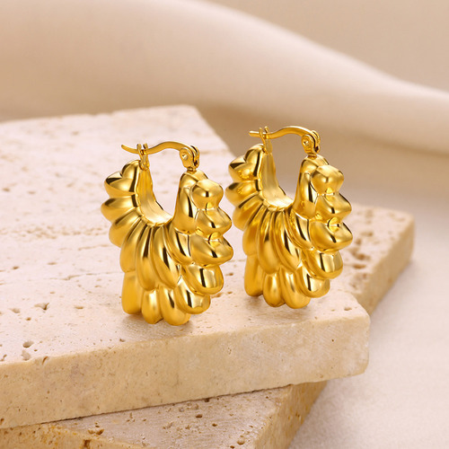 Arete Pendiente Gota Curvo Doble Capa