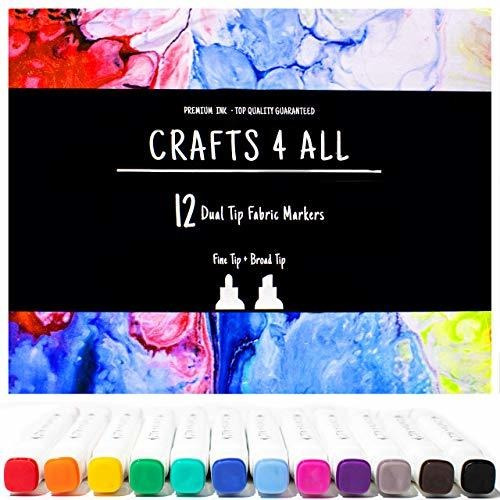 Crafts 4 All Fabric Markers For Clothes - Paquete De 12 Rotu