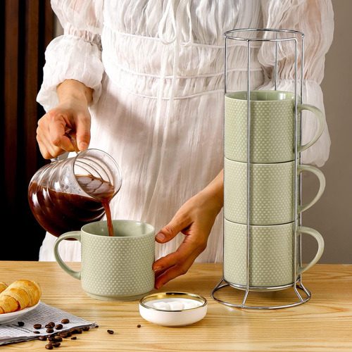 Tazas De Café Hashess Con Rejilla, 15 Onzas De Porcelana Api