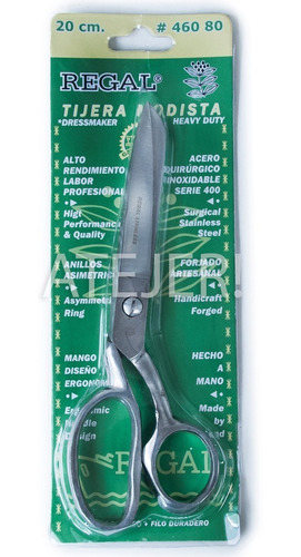 Imagen 4 de 6 de Tijera Modista Marca Regal Art 460 08 Acero Forjado De 20 Cm