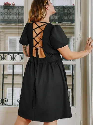 Vestido Shein Escote Cuadrado Espalda Criss Cross Plus Size