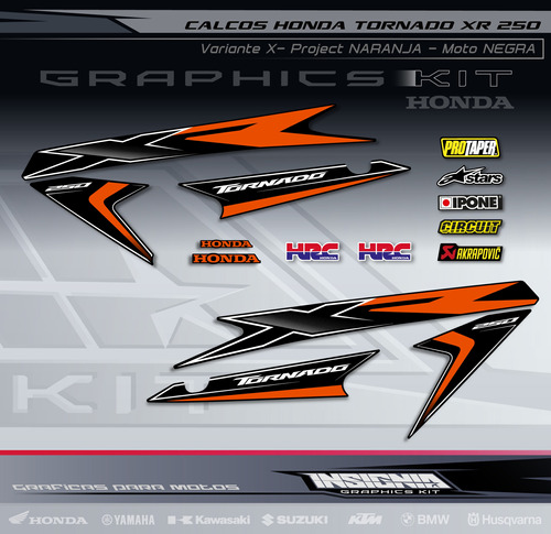 Calcos Honda Tornado - X- Project  Naranja - Insignia Calcos