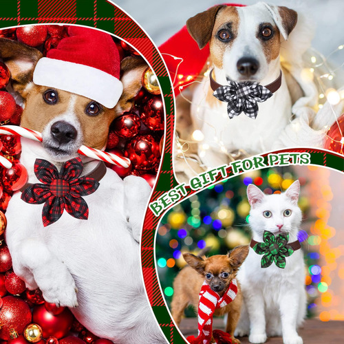 Collar navideño para perro Kigeli 36 a cuadros, flores y