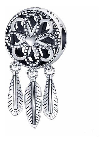 Charm 100% Plata S925 Atrapa Sueños Plumas Dije 