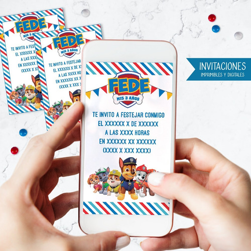 Tarjeta Invitación Cumpleaños Digital Paw Patrol Whatsapp