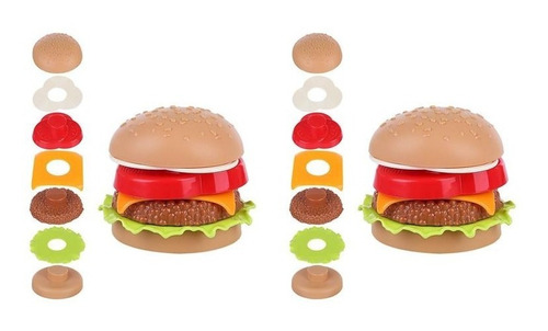 Set De Comida Didáctico Hamburguesas Dobles Color Multicolor