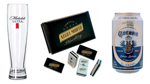 Domino Negra Modelo + Vaso Michelob + Lata Corona Cap 1