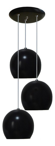 Lustre Pendente Colorido (bolinha) - 03 Pendentes Juntos Cor Preto Voltagem 110v/220v