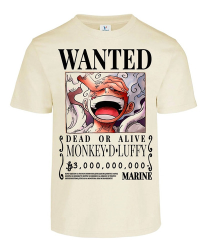 Playera Cartel Wanted Monkey D Luffy One Piece 2022