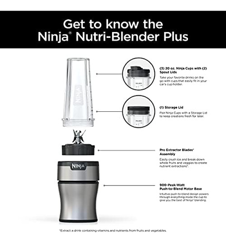 Ninja Bn301 Nutri-blender Plus Compact Personal Blender, 900