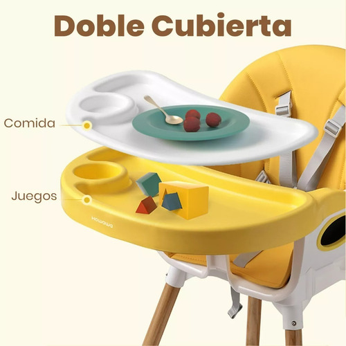 Silla De Comer 2 Alturas Cubiertas Cambiables Y Cinturón