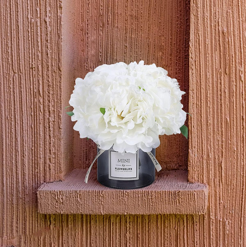 Hortensias Artificiales Jarrón Cristal Flores Moomass