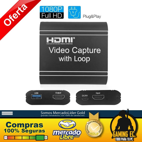 Capturadora De Video 1080 60fps Hdmi Usb Camara Ps5 Xbox Ps4