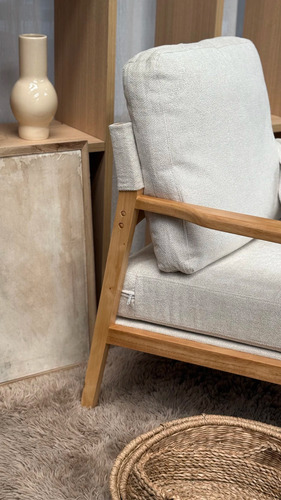Sillón Haru Tela Chenille Importado Beige Chenille