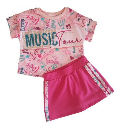 Conjunto Infantil Inverno Mon Sucré Music Time Rosa 18046