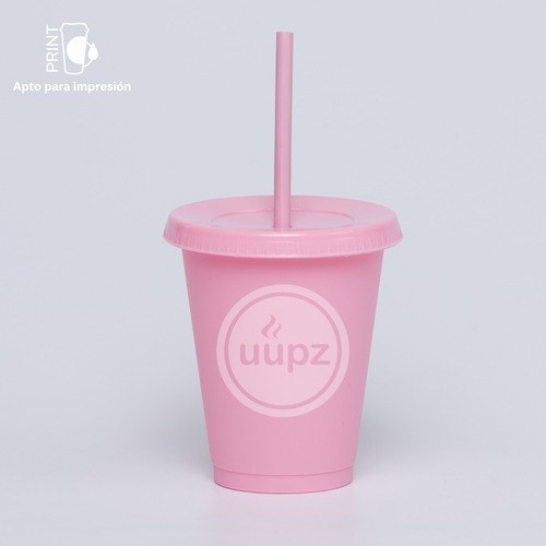 60 Vasos Reusables Con Popote Para Bebida Fría Mini 16 Oz Color Morado Pastel