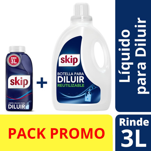 Jabón Líquido Skip Diluible 500ml Botella Reutilizable 3l 