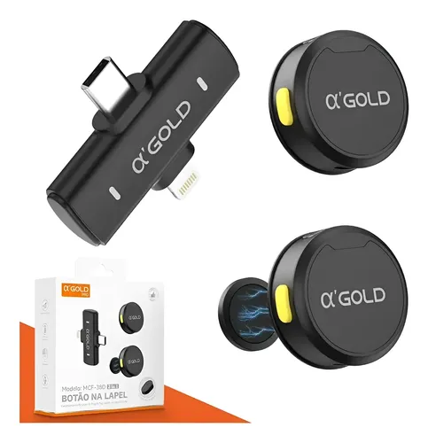 Microfone Lapela Duplo Anti Ruído Tipo C E Lightning iPhone