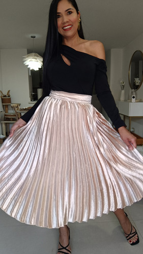 Falda De Mujer Larga Elegante Plisada Moda Circular