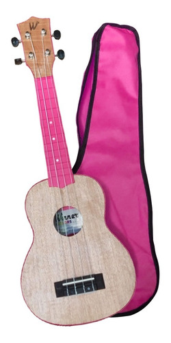 Ukulele Winner Soprano 21 C/ Capa Colorido Rosa Pink Okume