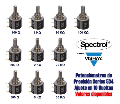 534-1503 Potenciómetro Multi-vueltas 10 Vueltas 2 W 50 Kohms