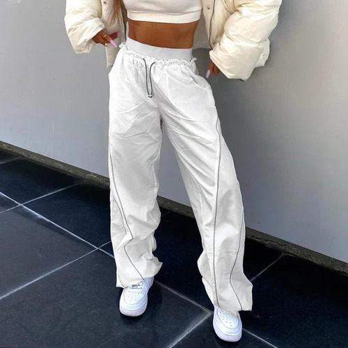 Pantalones Deportivos Elásticos De Cintura Ancha Para Mujer
