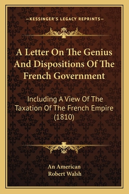 Libro A Letter On The Genius And Dispositions Of The Fren...