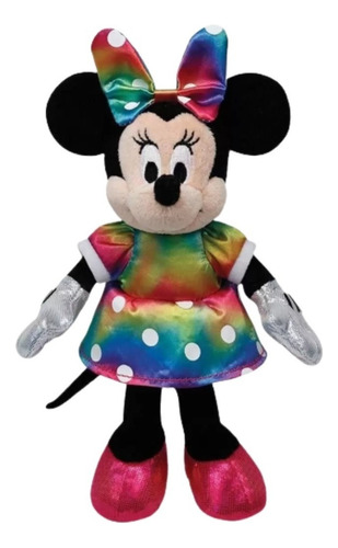 Brinquedo Pelucia Ty Beanies Minnie Vestido Colorido 3718