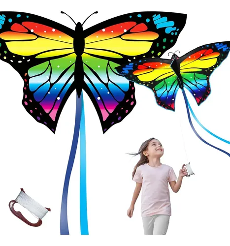 DONQL Pack De 2 Cometas Arcoíris Para Niños Y Adultos | Fáciles De Montar, Con Cuerda De 50 M | Resistentes Al Viento Y Ligeras | Ideales Para Playa, Parque O Vacaciones