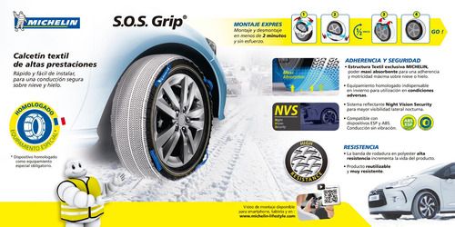 Imagen 4 de 12 de Cadena Para Nieve Tela Sos Grip 9 Michelin Sos9