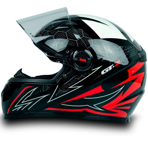 Imagem 3 de 5 de Capacete Fw3 Gt2 Branco Vermelho Brilho Viseira Camaleão