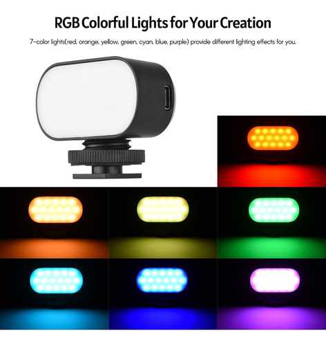 . Mini Luz Led De Vídeo Rgb, Luz De Relleno De Vlog Rgb, 7