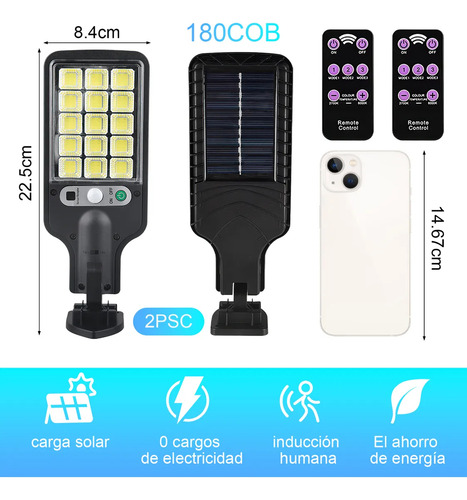 Lámpara Led De Pared Solar Para Pared Exteriors 2 Piezas