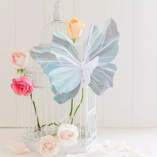 2 Flores Artificiales Con Mariposas 50cm - Boda, Fiesta