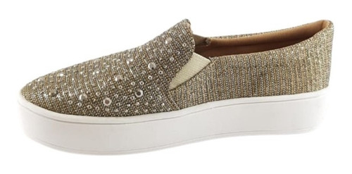 Tenis Sem Cadarco Feminino De Enfiar O Pe Slip Dourado Max