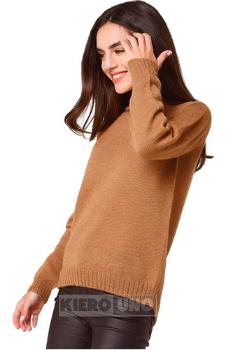 Sweater Lana Mujer Cuello Bote Pullover Sin Costura Kierouno