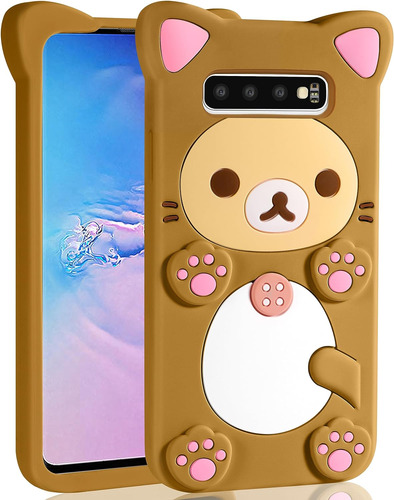  Funda Para Samsung Galaxy S10 De Oso Kawaii 3d - Marron