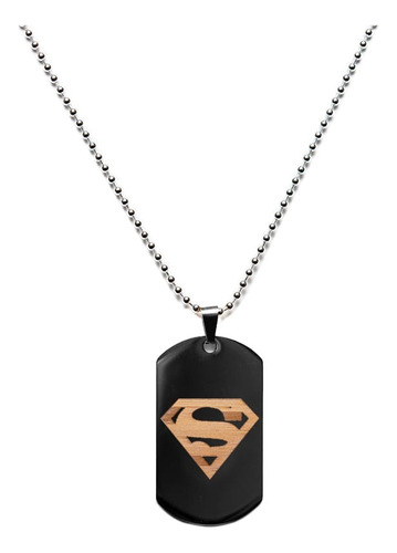 Collar Con Colgante Acero Superman Negro