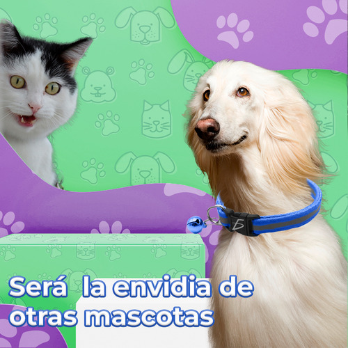 Collar Reflectante Campana Cascabel Mascotas 32cm Color Azul ELE-GATE