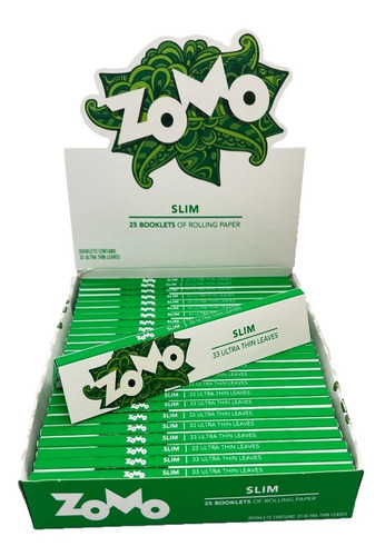Imagem 2 de 5 de Seda Zomo Slim Verde Com 25 Livretos Atacado Revenda