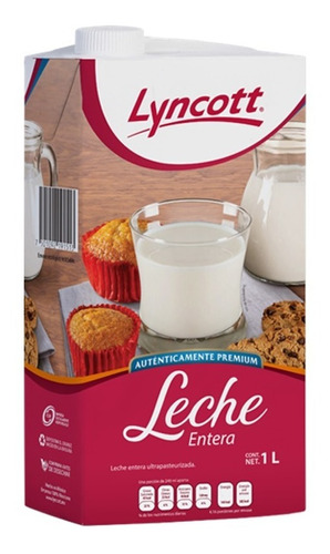 Leche Entera Premium 100% Pura De Vaca Lyncott 1 L